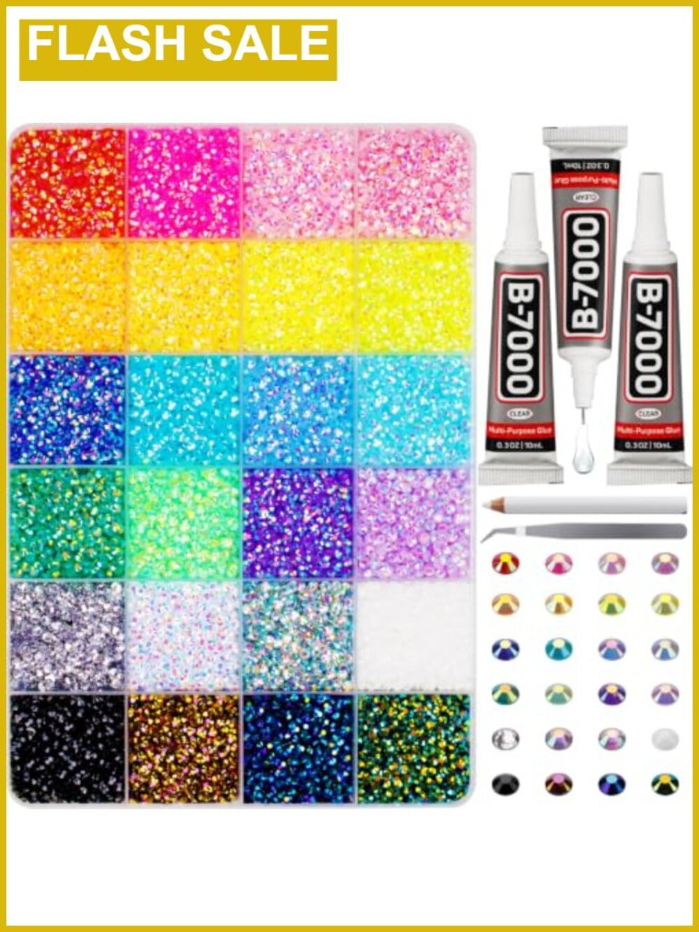 35000Pc 3mm Resin Rhinestones Flatback Nail Art Kit with Glue